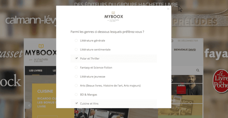 questionnaire connaissance client hachette myboox